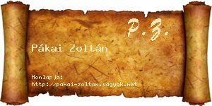Pákai Zoltán névjegykártya